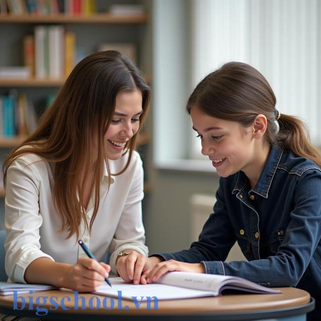 Giáo viên tương tác và hỗ trợ học sinh cá nhân trong môi trường học tập