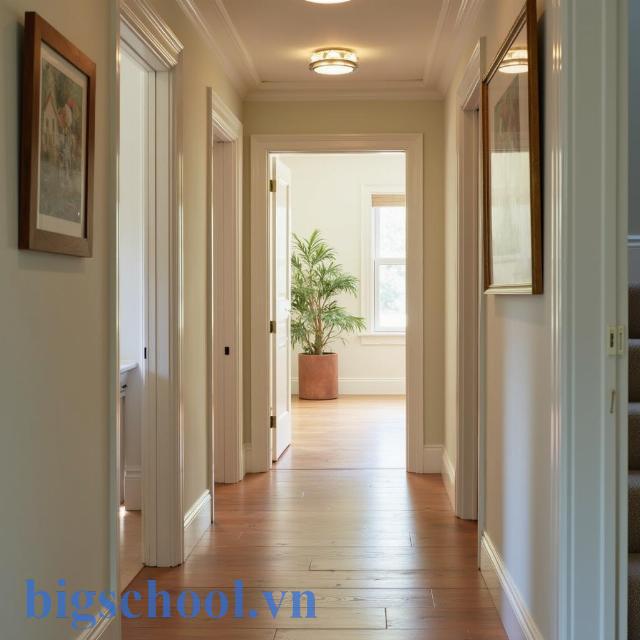 Hành lang ở tầng trên trong một ngôi nhà, minh họa cho "upstairs hallway"