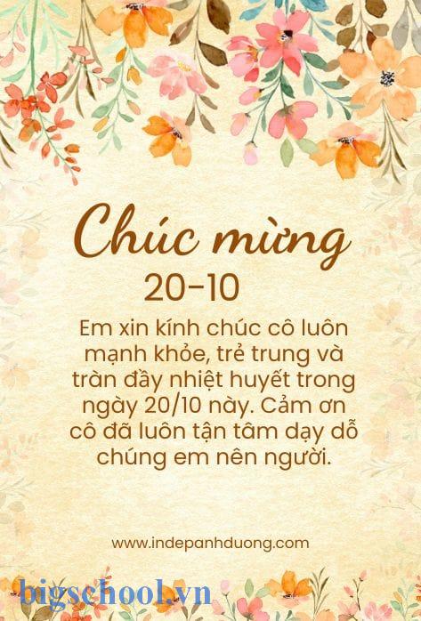 lời chúc 20 10 cho cô giáo
