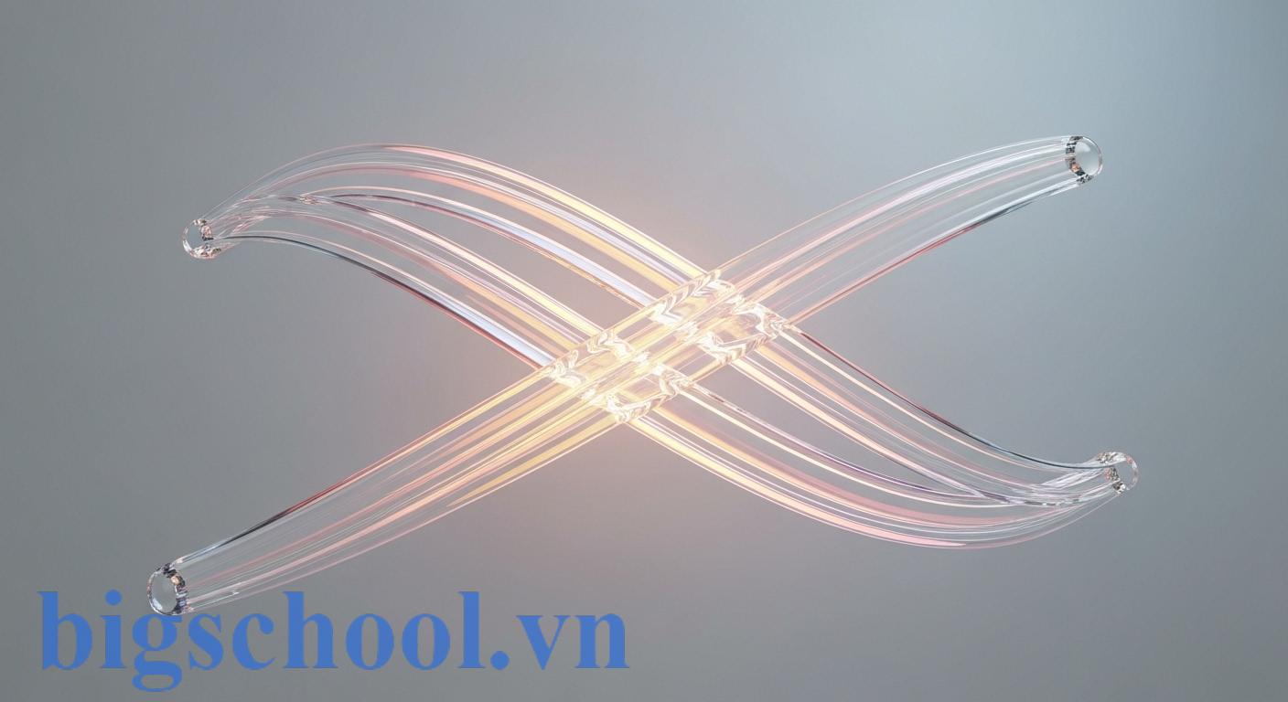 Biểu đồ 3D trừu tượng minh họa quy tắc phân biệt 'i ngắn' và 'y dài' trong tiếng Việt.