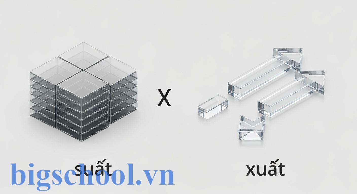 Suất ăn hay xuất ăn: Dùng đúng để chuyên nghiệp 2025 3 bieu do 3d truu tuong minh hoa su khac biet giua khai niem suat phan chia va xuat dua ra khong co chu