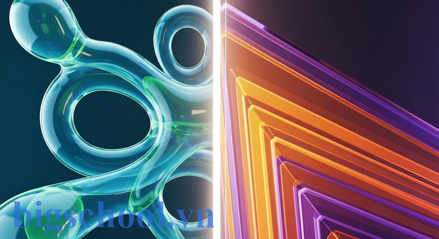 Kể chuyện hay kể truyện? Dùng đúng để tiếng Việt chuẩn 2025 3 Biểu đồ 3D trừu tượng minh họa sự phân biệt rõ ràng giữa 'chuyện' và 'truyện' qua các tiêu chí.