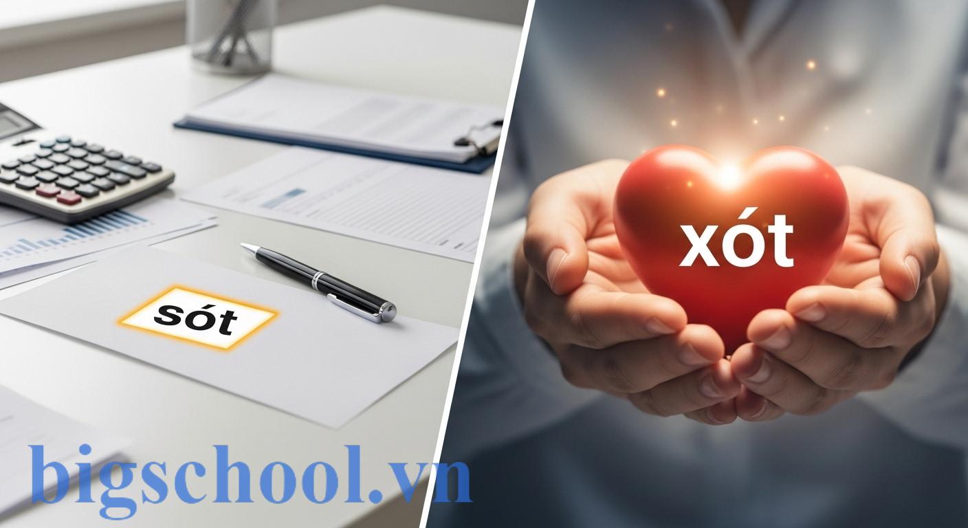 Sót hay Xót? Chấm dứt nhầm lẫn từ A đến Z năm 2025 4 Hình ảnh minh họa sự khác biệt giữa 'sót' (thiếu sót, khách quan) và 'xót' (đau đớn, cảm xúc) qua hai nửa: một bên là tài liệu, số liệu bị lỗi và bên kia là trái tim đau khổ.