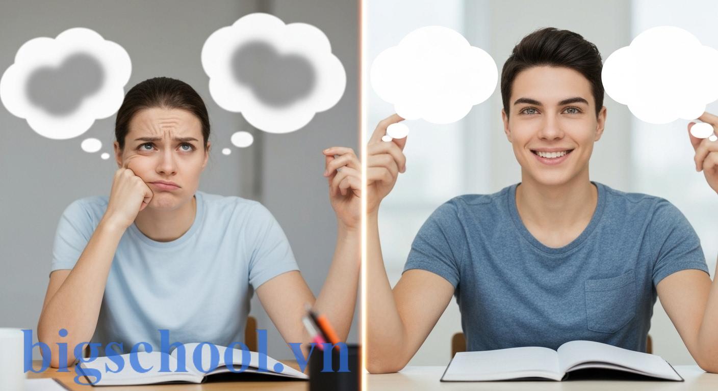 Kể chuyện hay kể truyện? Dùng đúng để tiếng Việt chuẩn 2025 4 Hình ảnh một người thể hiện sự bối rối khi phân biệt 'chuyện' và 'truyện', sau đó là khoảnh khắc thấu hiểu.