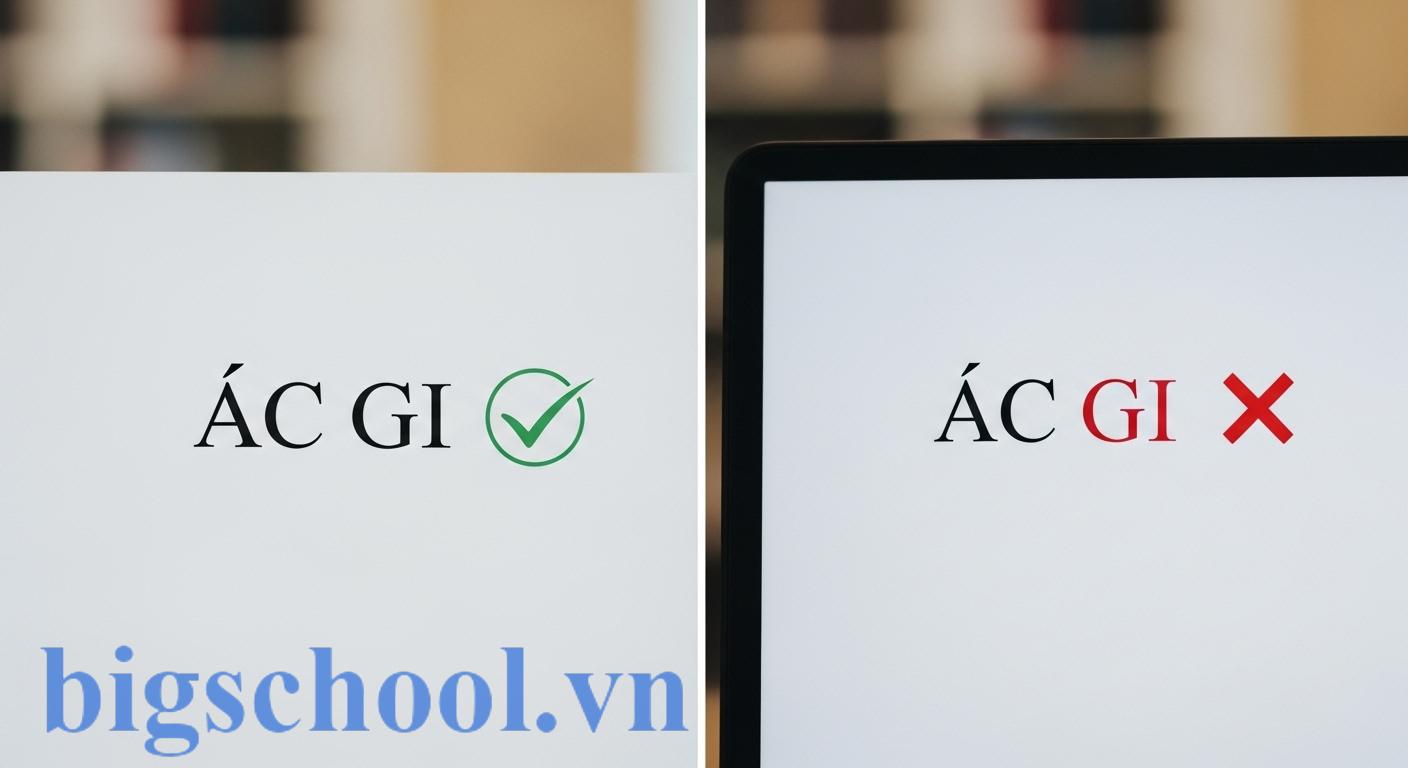 Hình ảnh so sánh rõ ràng giữa cách viết đúng 'Độc giả' và cách viết sai 'Đọc giả', với biểu tượng kiểm tra màu xanh và dấu X màu đỏ.