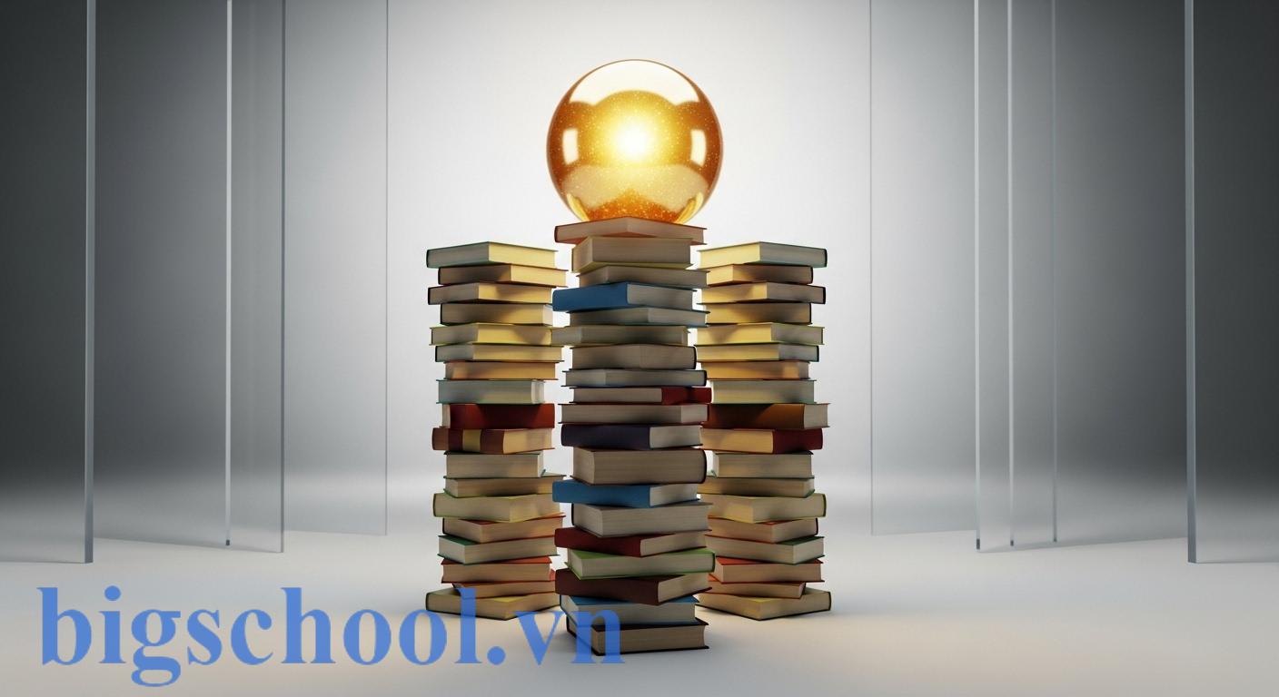 Văn hóa đọc là gì? 3 trụ cột kiến tạo năng lực tự học thời đại số 3 Hình ảnh trừu tượng 3D thể hiện ba trụ cột của văn hóa đọc là thói quen, sở thích và kỹ năng dưới dạng các khối sách xếp chồng nghệ thuật.