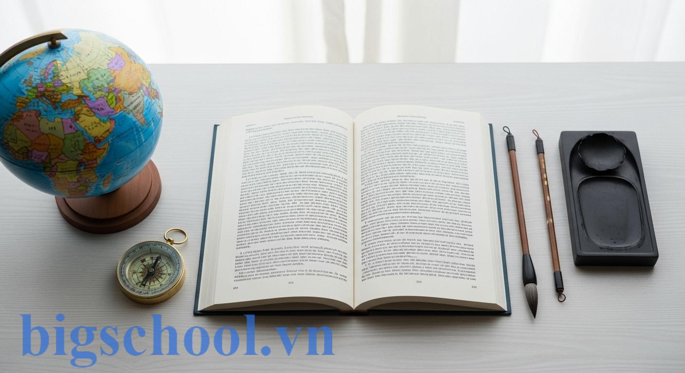 Khối D45 gồm những môn nào xét tuyển đại học năm 2025? 1 Hình ảnh tượng trưng cho ba môn thi khối D45: Ngữ văn, Địa lý và Tiếng Trung.