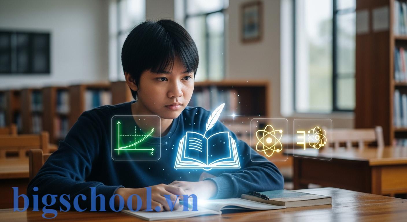 Minh họa các môn thi trong khối Q00 gồm Tư duy định lượng, Tư duy định tính và Khoa học.