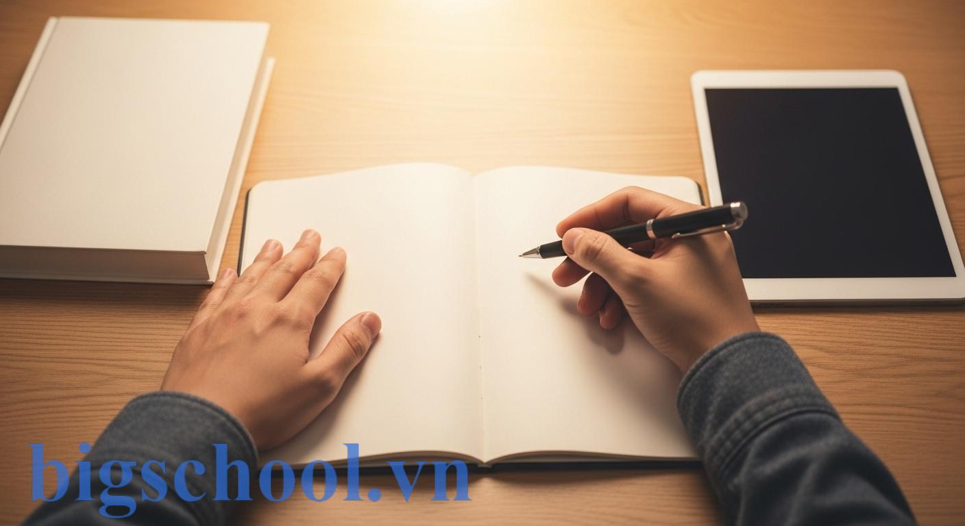 Phân biệt Giơ tay hay Dơ tay: Mẹo nhớ vĩnh viễn 2025 3 Một người đang ngồi học, tập trung vào một cuốn sổ tay ngôn ngữ, minh họa cho việc học và ghi nhớ các quy tắc chính tả tiếng Việt.