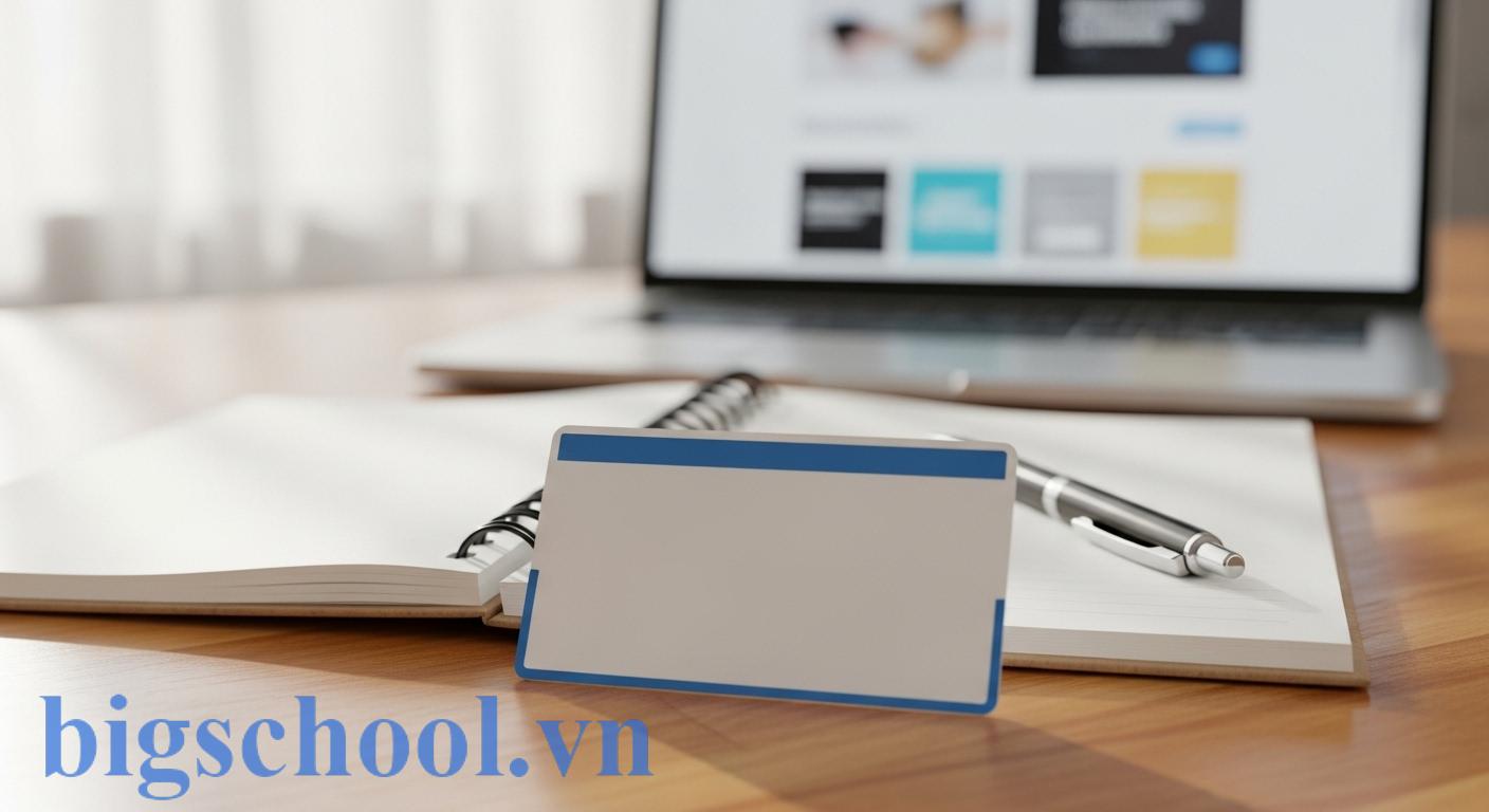 Sổ tay, bút và thẻ học sinh trên bàn học minh họa cho việc chuẩn bị thông tin đăng ký tài khoản