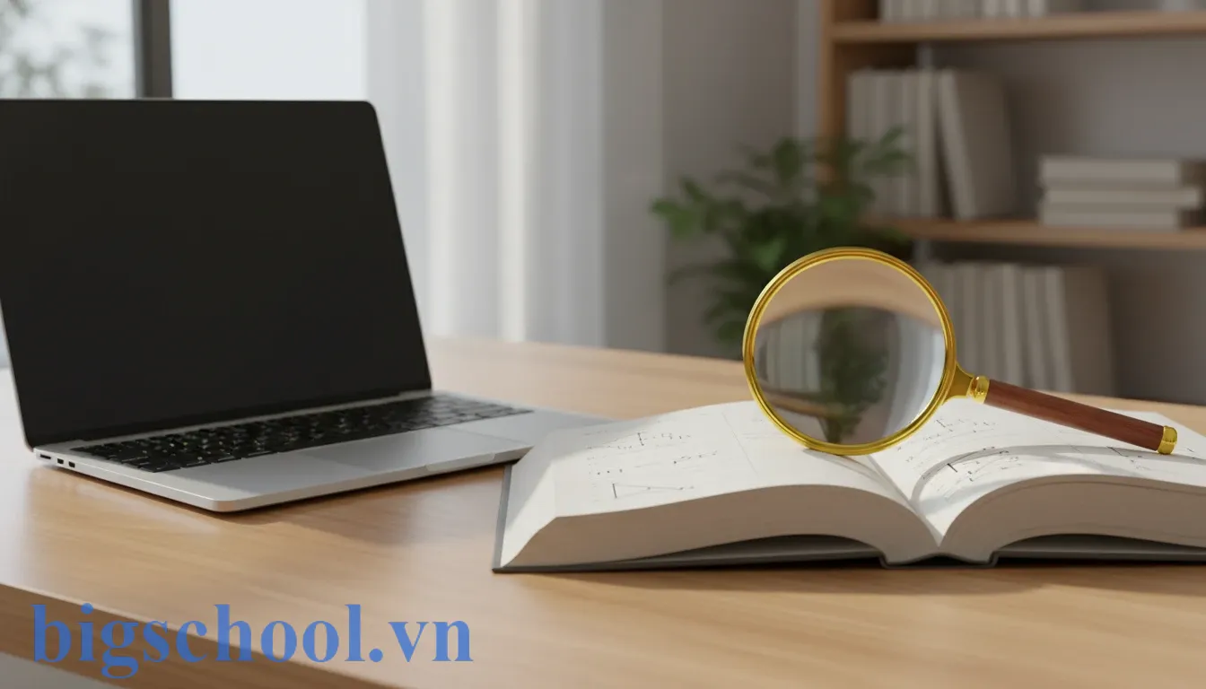 Hợp lí hay hợp lý? Quy tắc "i/y" chuẩn Bộ Giáo dục & Mẹo dùng đúng 100% 1 Bàn học ngăn nắp với máy tính và sách giáo khoa hỗ trợ việc rèn luyện chính tả đúng chuẩn.