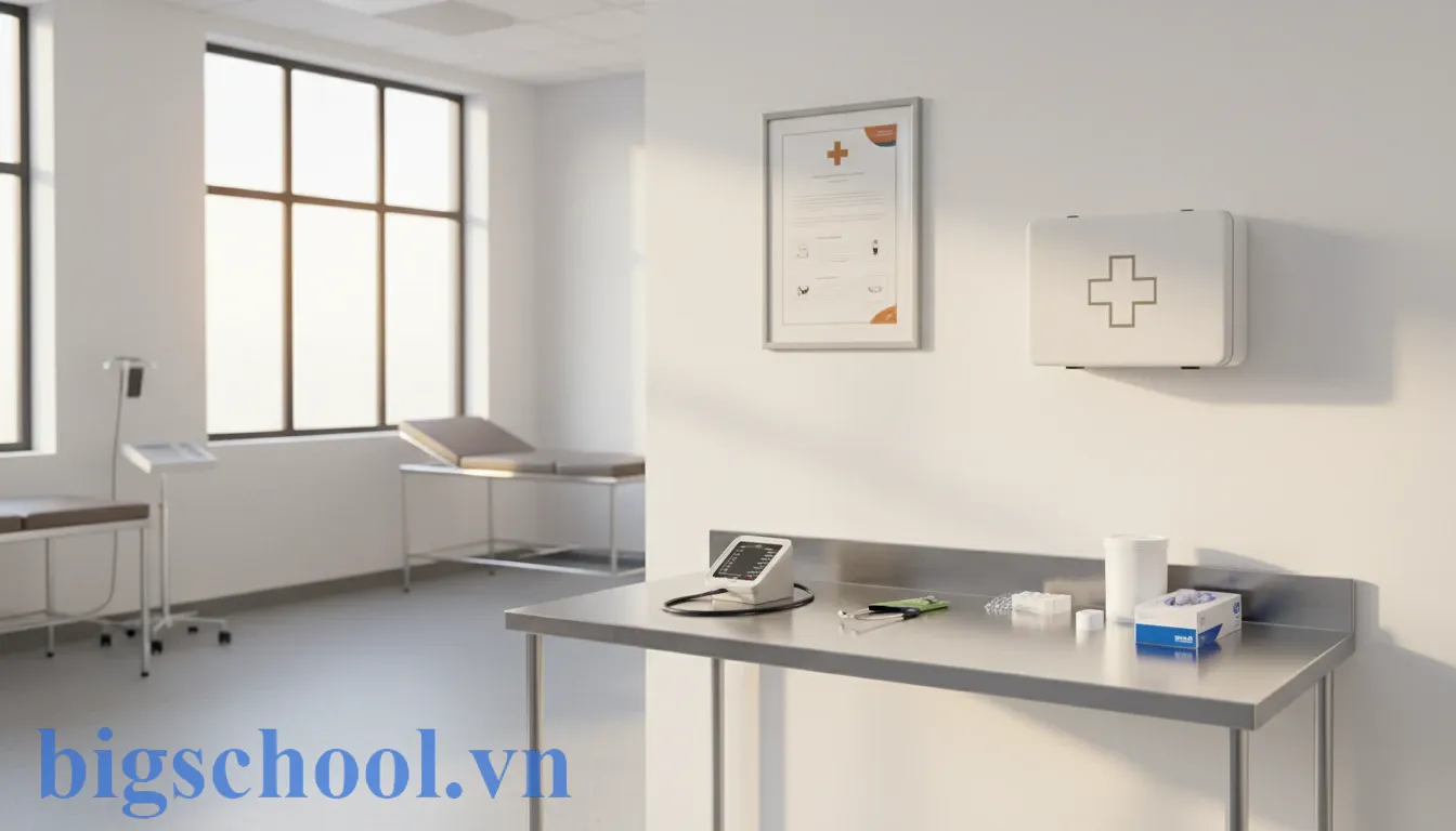 7 quy định nội quy phòng y tế trường học chuẩn Bộ Y tế 2025 1 Bảng nội quy phòng y tế trường học được treo tại vị trí dễ quan sát.