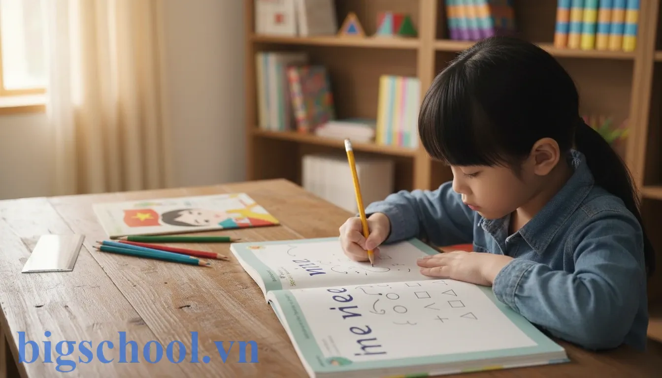 Bảng so sánh quy tắc chính tả ng và ngh cho học sinh tiểu học luyện viết.