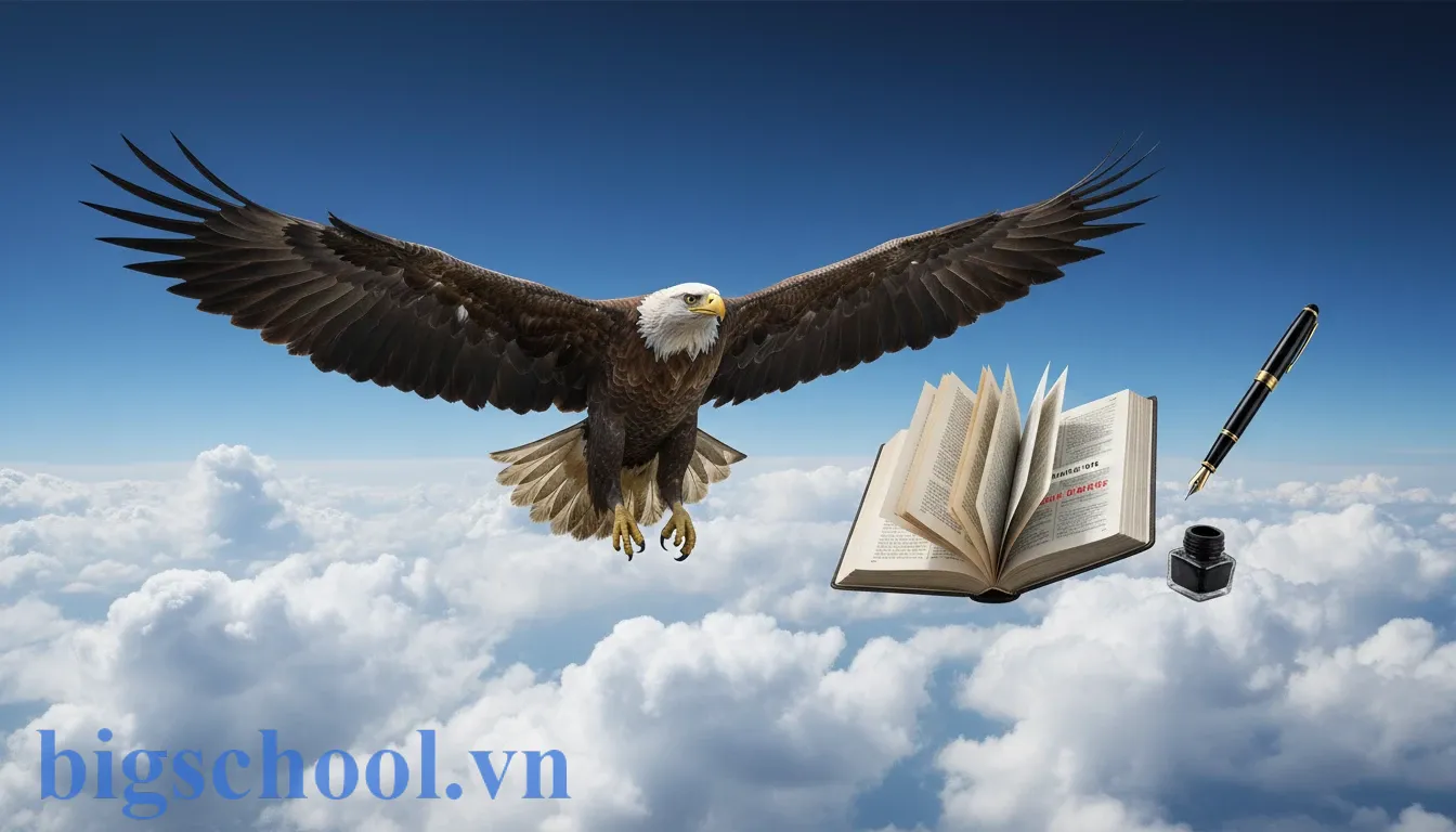 Bầu trời bao la và cánh chim đại bàng sải cánh giữa không trung thể hiện ý nghĩa danh từ.