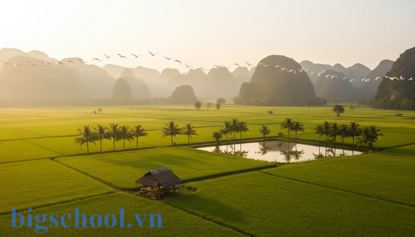 Cánh cò trắng bay lả rập rờn trên cánh đồng lúa xanh mướt trong văn học Việt Nam.