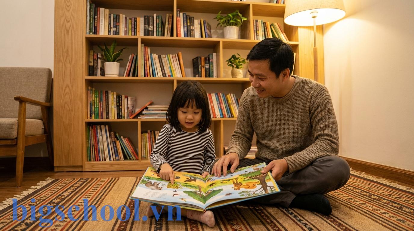 Văn hóa đọc là gì? 3 trụ cột kiến tạo năng lực tự học thời đại số 8 Cha và con gái cùng đọc sách tại nhà giúp hình thành thói quen và tình yêu tri thức từ nhỏ.