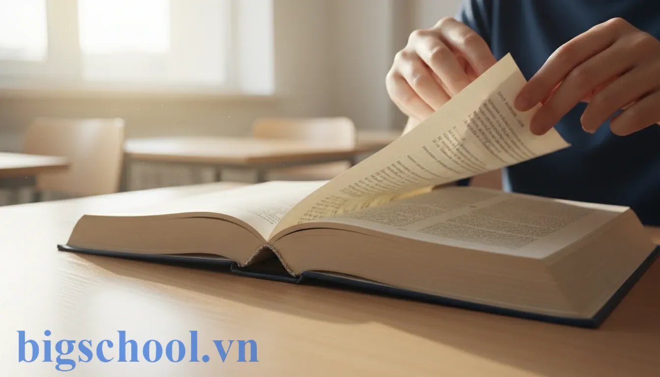 Giở hơi hay Dở hơi? Quy tắc phân biệt d/gi chuẩn Tiếng Việt (2025) 1 Đôi bàn tay đang thực hiện hành động giở trang sách minh họa cho chức năng động từ trong tiếng Việt.