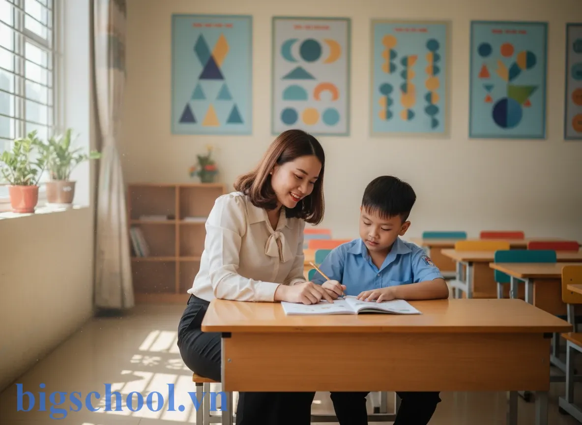 Giáo viên Việt Nam áp dụng kỷ luật tích cực bằng cách hướng dẫn học sinh làm bài tận tình