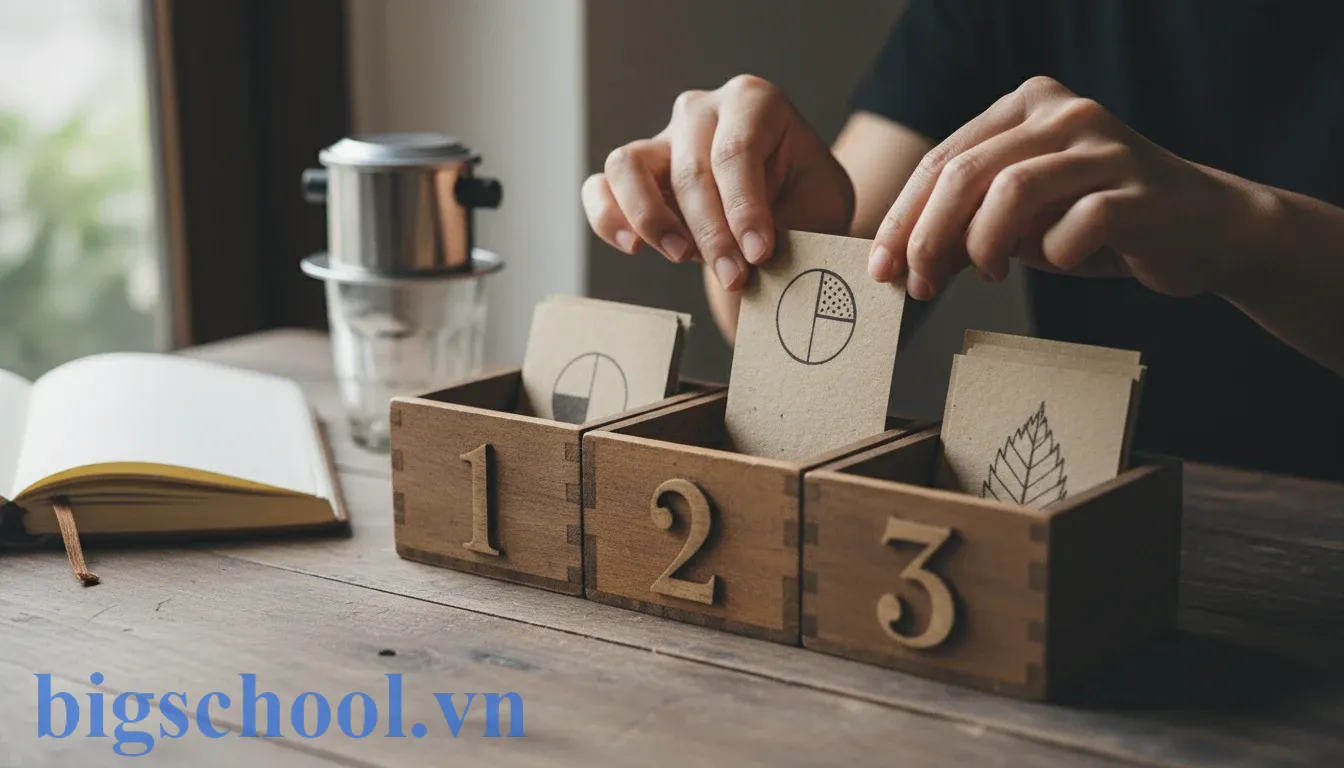 Phương pháp Spaced Repetition: Cách nhớ lâu trọn đời không cần học vẹt 3 Hệ thống hộp Leitner thủ công với các thẻ ghi nhớ flashcard giúp quản lý việc ôn tập.