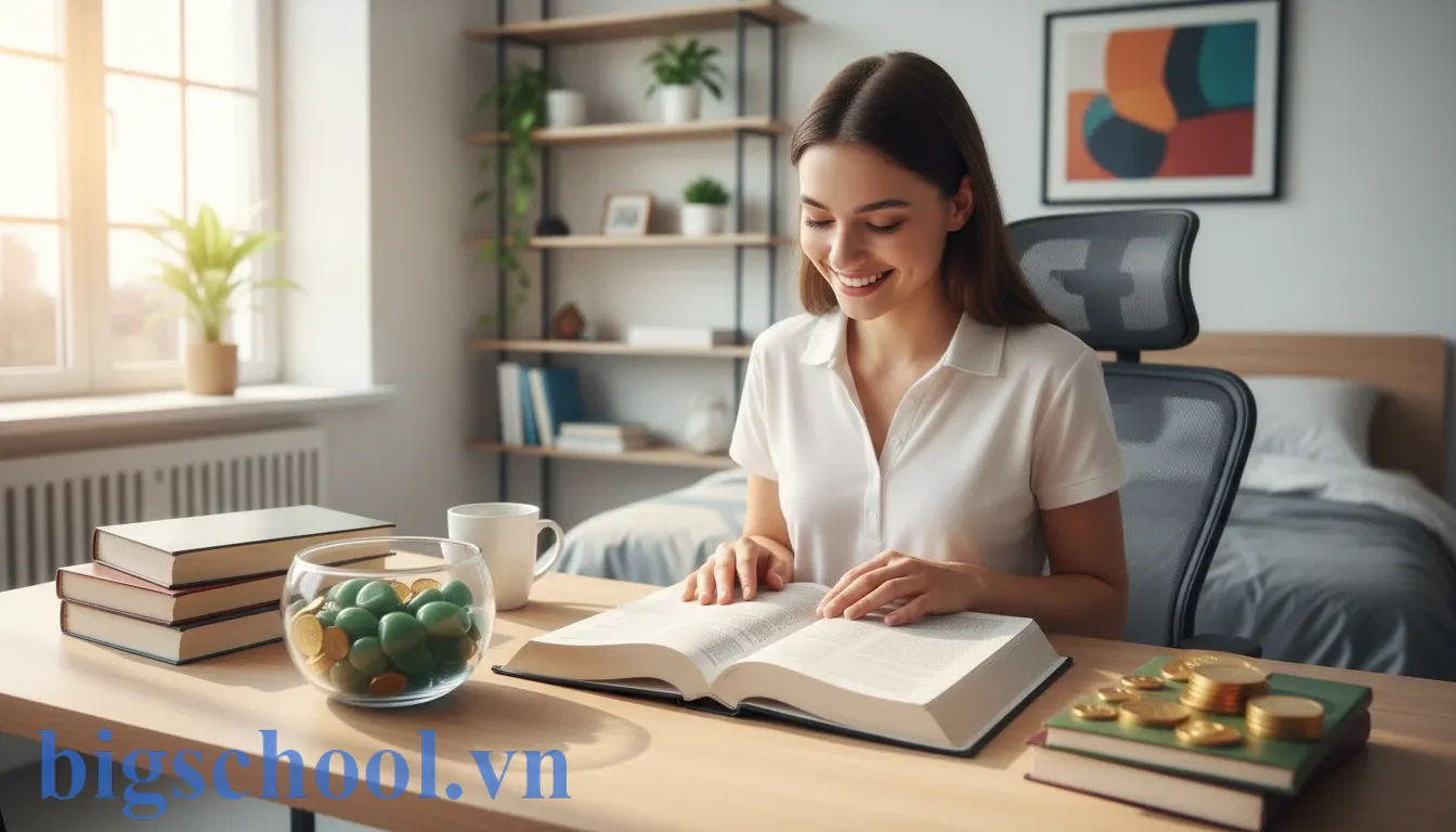 Hình ảnh minh họa học sinh tra cứu từ điển để hiểu rõ từ dư dả trong tiếng Việt.