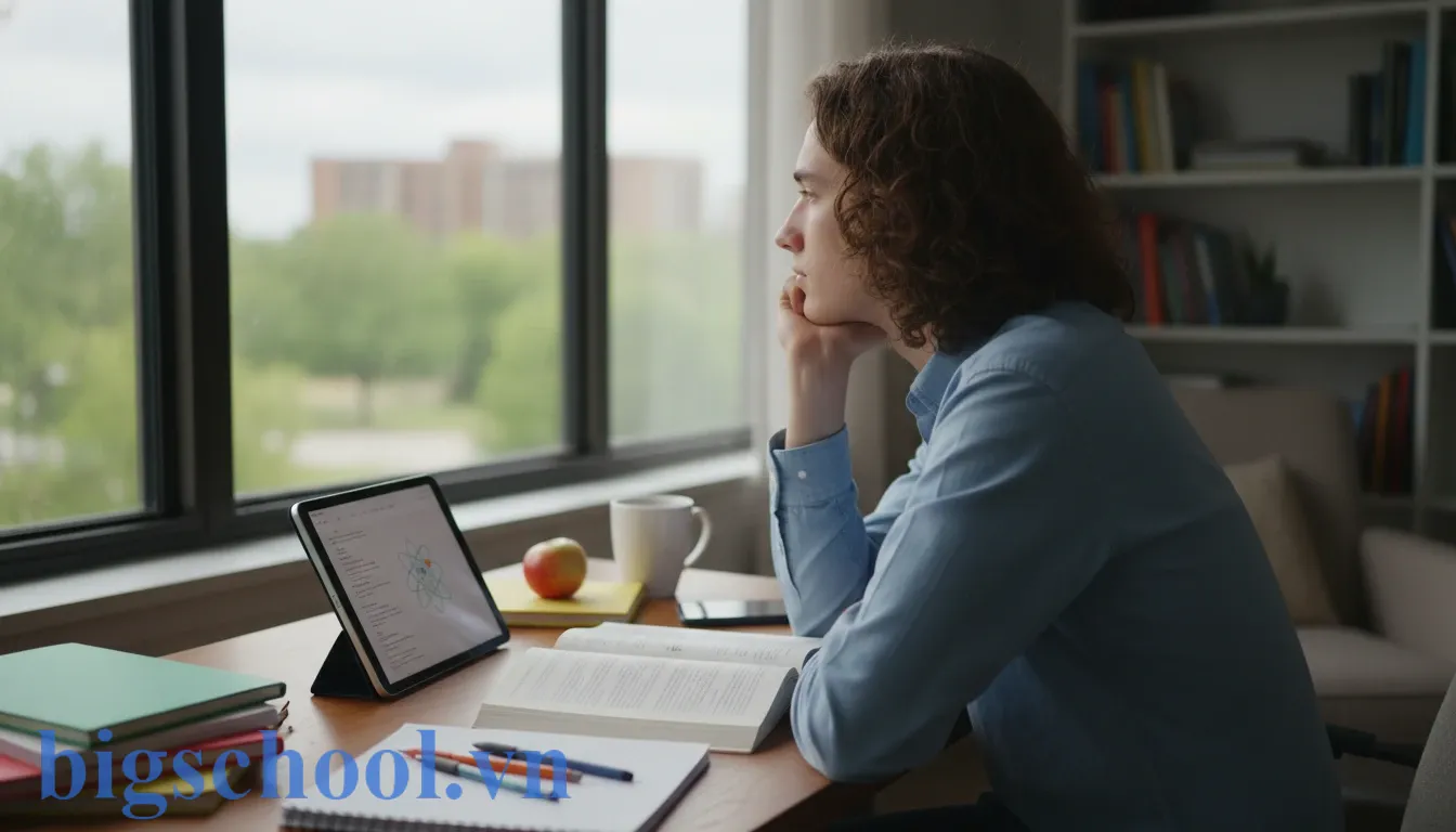 Hình ảnh mô tả khái niệm trễ nải thông qua sự thiếu tập trung trong học tập.