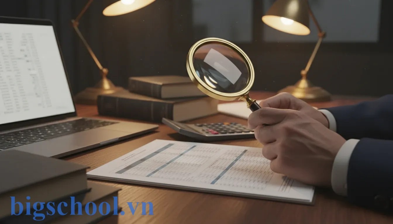 Sót hay Xót? Chấm dứt nhầm lẫn từ A đến Z năm 2025 1 Hình ảnh một nhân viên kế toán đang tập trung kiểm tra rà soát lỗi thiếu sót trên các bản báo cáo tài chính.