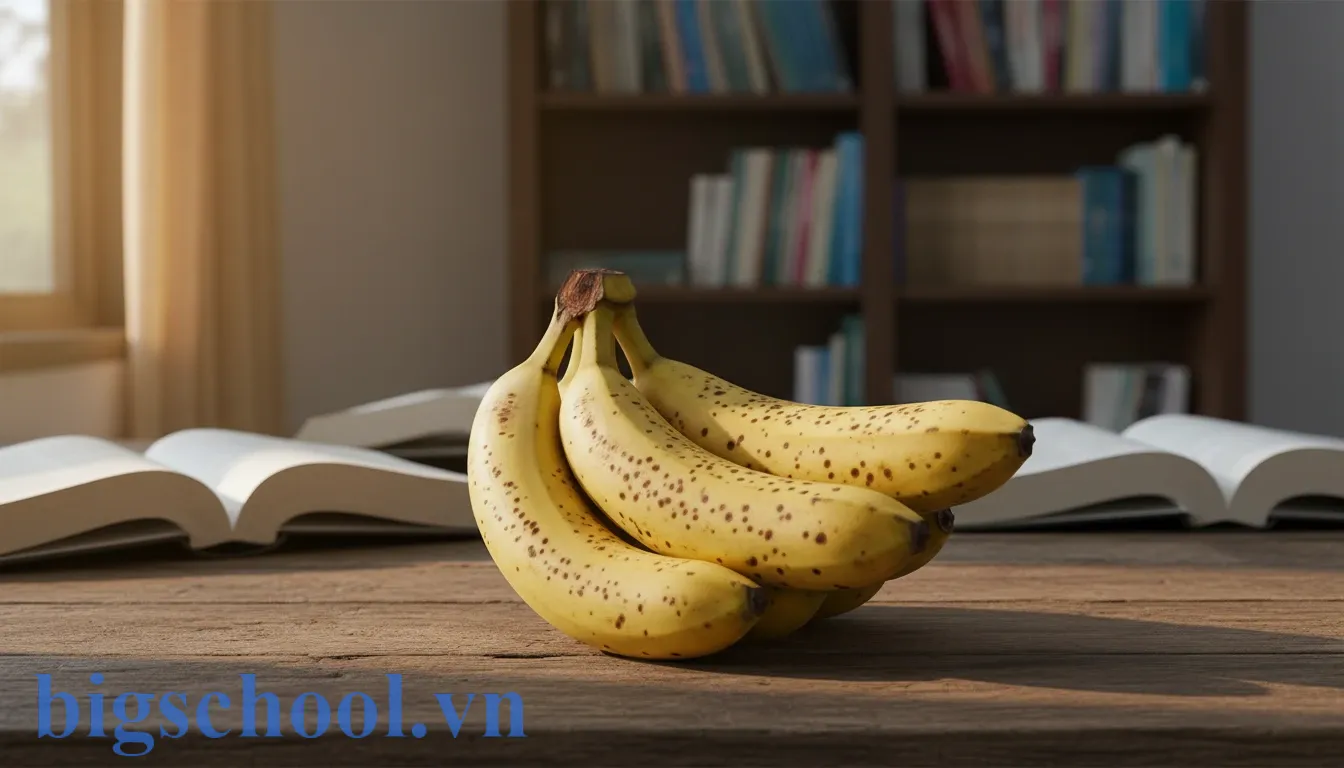 Chín mùi hay chín muồi? Giải mã lỗi chính tả "kinh điển" 90% người dùng sai (2025) 1 Hình ảnh trái chuối chín muồi với các đốm nâu li ti thể hiện trạng thái chín kỹ hoàn hảo.