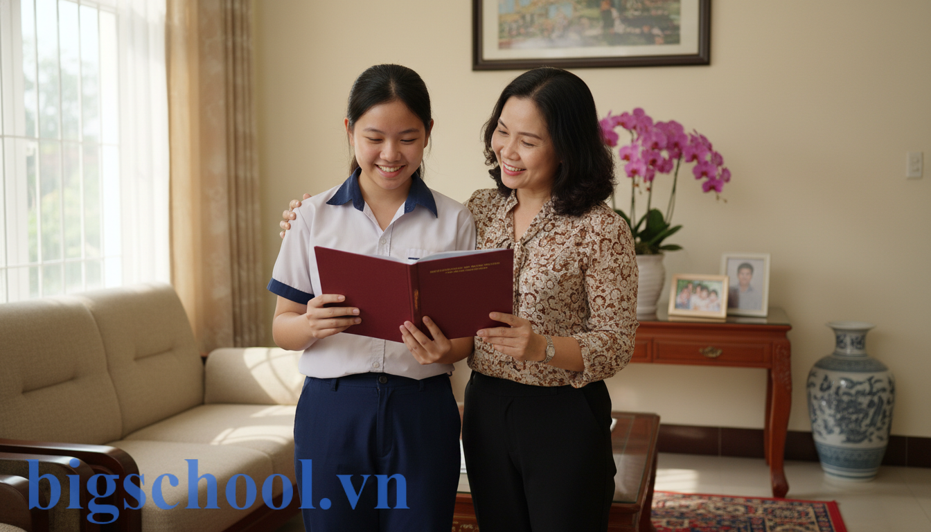 Học sinh GDTX tự tin với học bạ hạnh kiểm tốt để chuyển sang trường THPT dân lập.