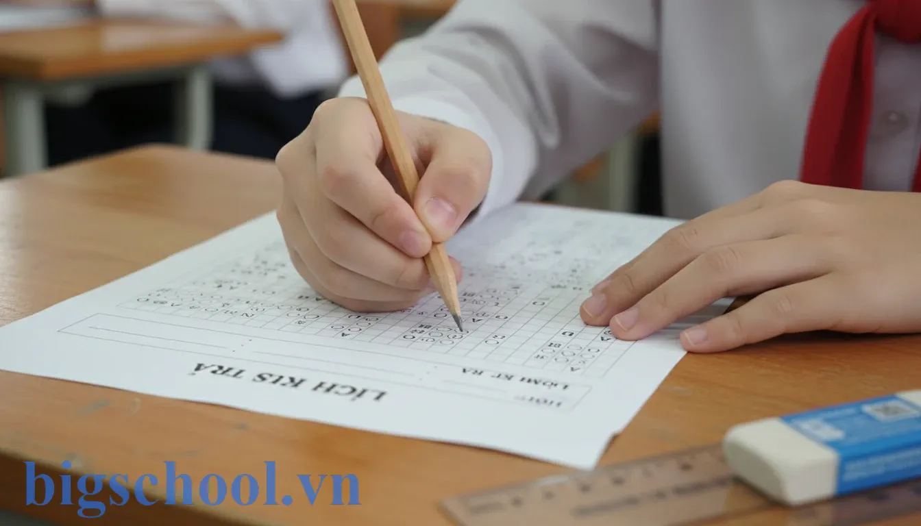 Học sinh tập trung làm bài thi trắc nghiệm lịch sử và dùng bút chì loại trừ đáp án.