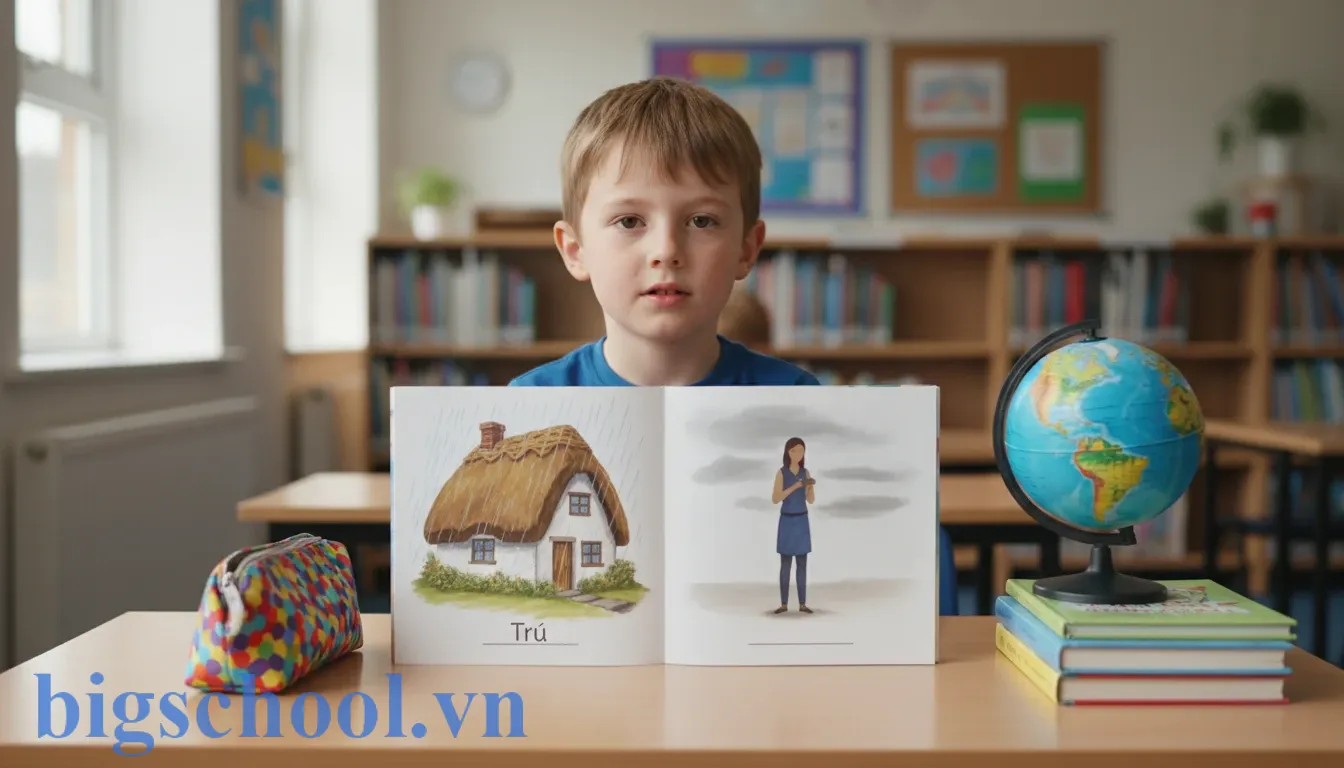 Trú mưa hay chú mưa đúng chính tả? Quy tắc 3s nhớ ngay (2025) 1 Học sinh tiểu học áp dụng phương pháp tư duy hình ảnh để phân biệt chính tả trú mưa và chú mưa.