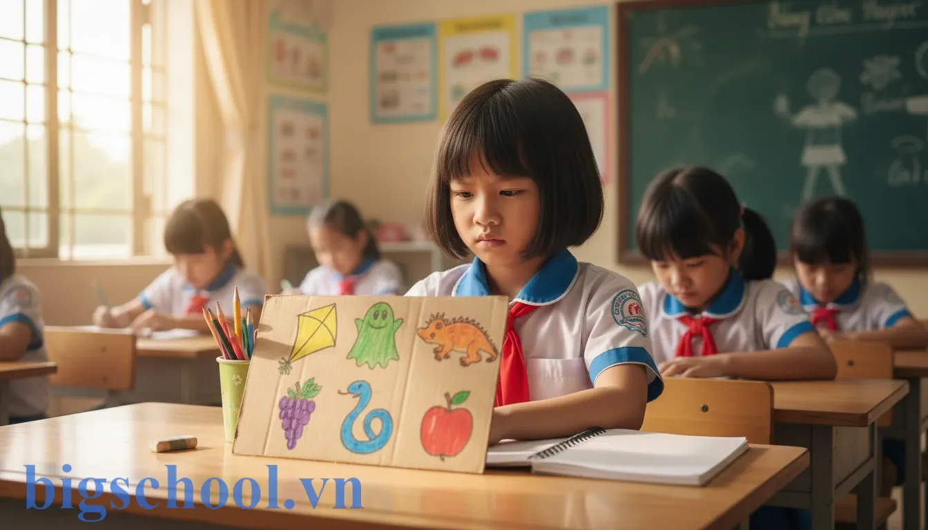 Quy tắc chính tả e ê i: Bí kíp phân biệt K/C, G/GH, NG/NGH chuẩn SGK (2026) 1 Học sinh tiểu học đang học quy tắc chính tả kết hợp phụ âm k gh ngh với nguyên âm e ê i.