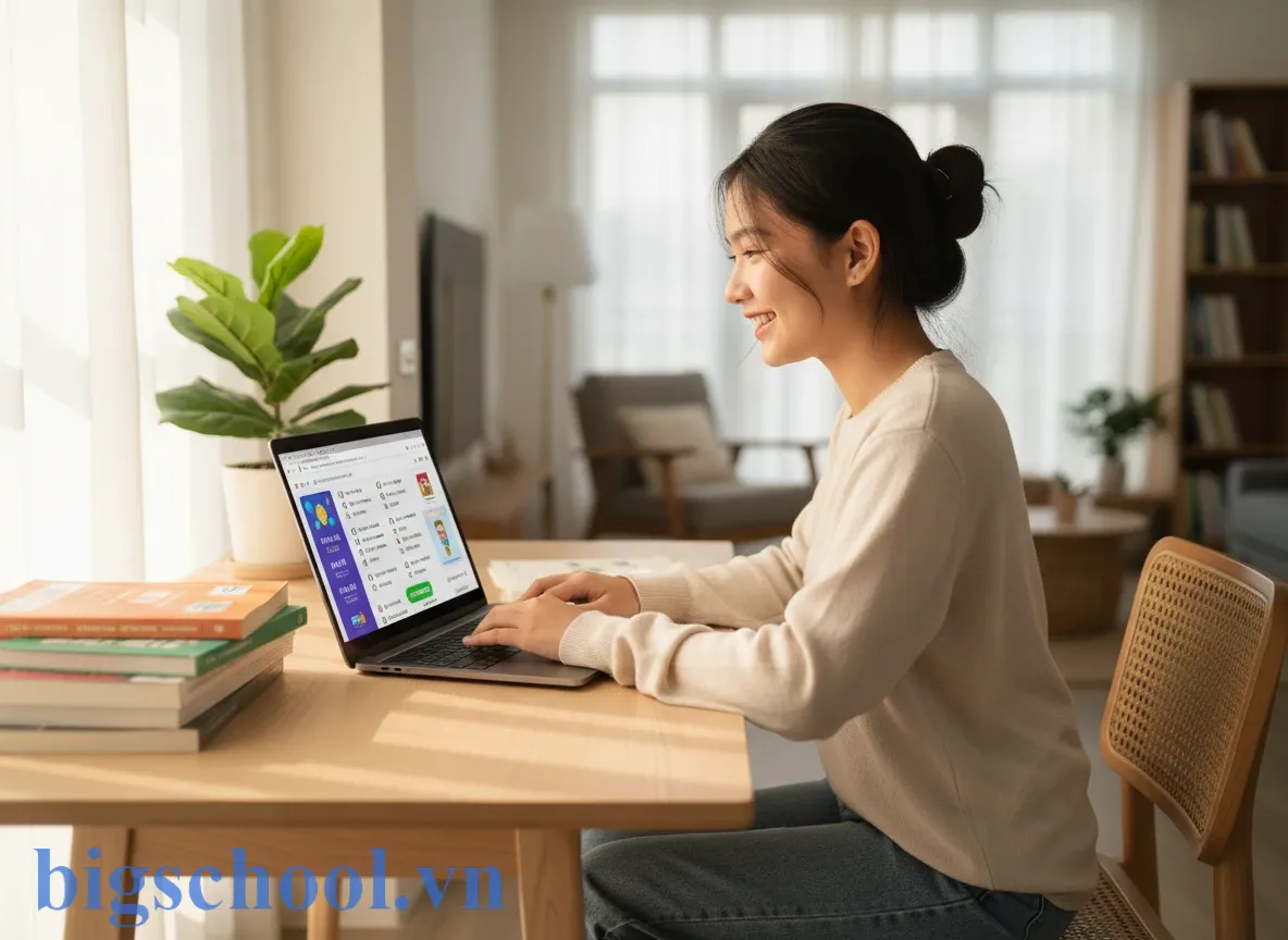 Học sinh trung học hào hứng tham gia rèn luyện kiến thức trên nền tảng giáo dục số BigSchool.