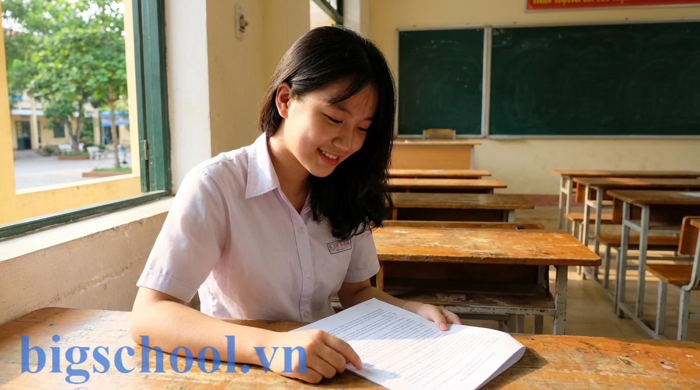 Học sinh trung học Việt Nam đang xem bảng tiêu chuẩn xếp loại học sinh giỏi mới.