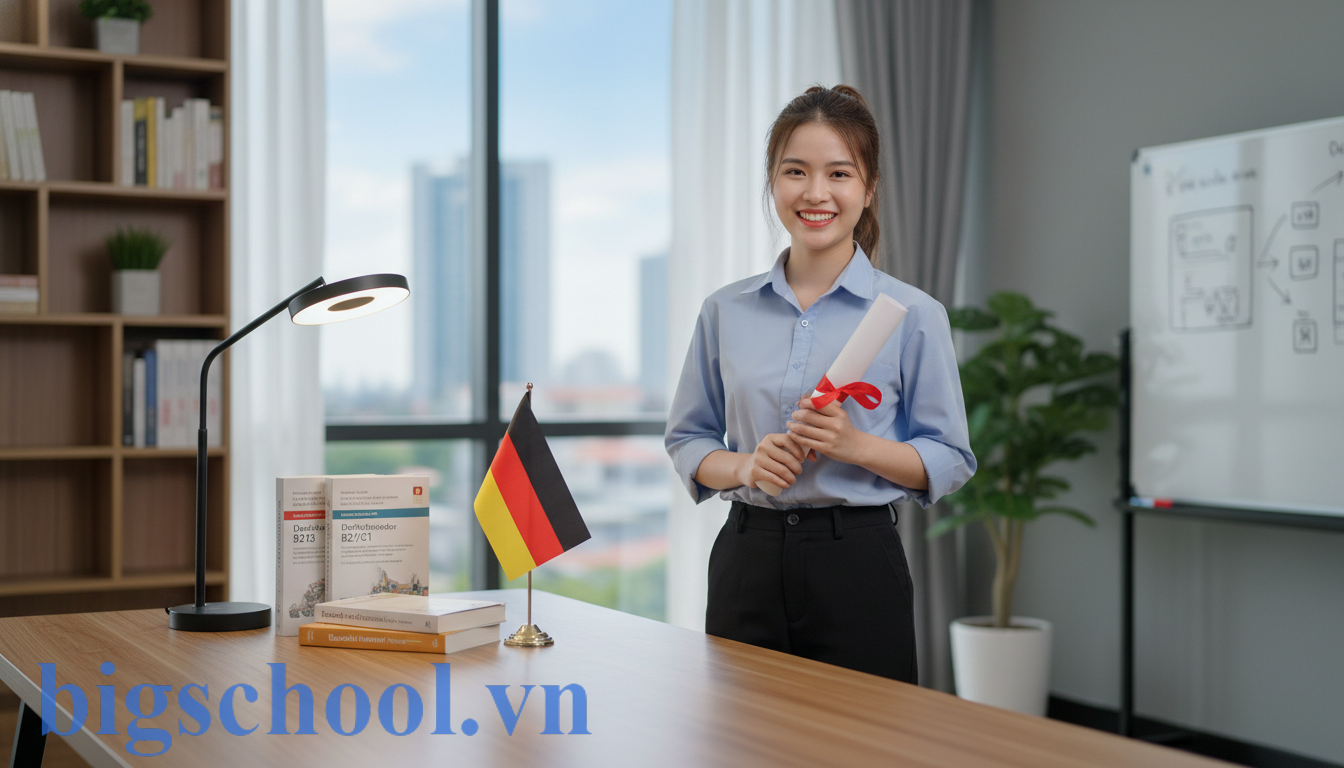 Học GDTX có đi du học nghề Đức được không 2026? 1 Học sinh Việt Nam cầm bằng tốt nghiệp GDTX chuẩn bị hồ sơ du học nghề Đức đầy tự tin.