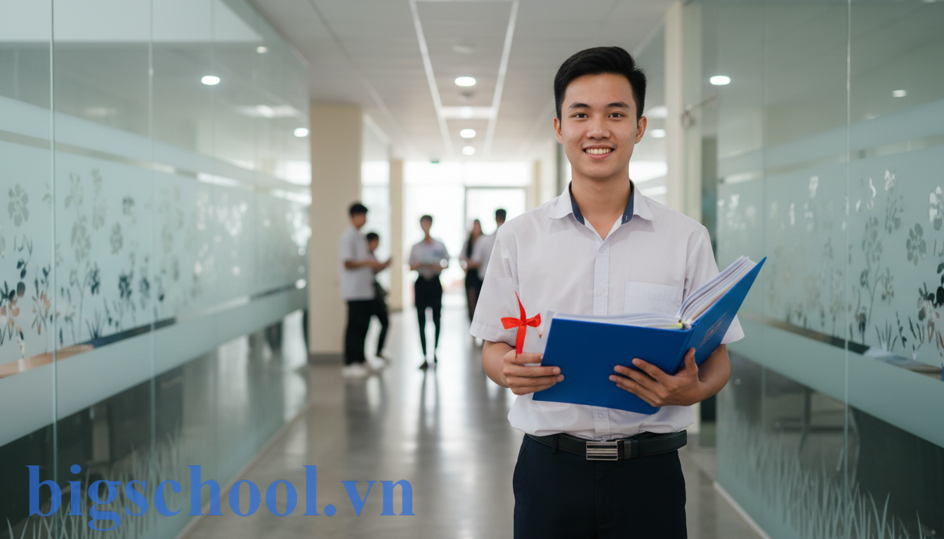 Học sinh Việt Nam chuẩn bị hồ sơ học bạ GDTX để thực hiện hợp pháp hóa lãnh sự du học.