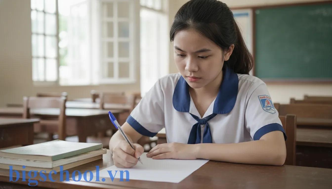 Phương pháp học Blurting là gì? Cách "hack" trí nhớ siêu tốc cho học sinh (2025) 2 Học sinh Việt Nam đối mặt với trang giấy trắng để tự kiểm tra kiến thức thật sự của mình.