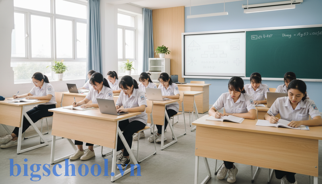 Học sinh Việt Nam tập trung học các môn văn hóa tại trung tâm GDTX thay vì học thể dục.