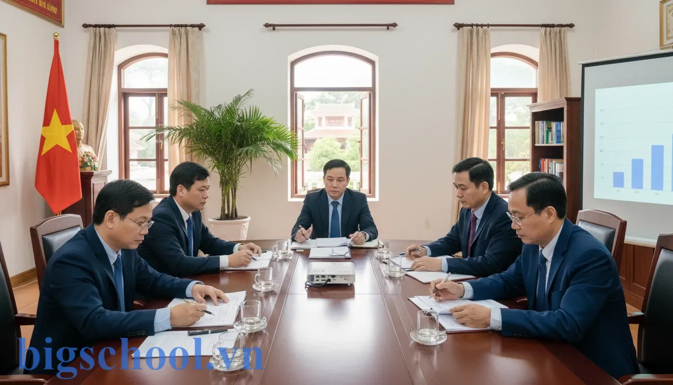 Hội đồng chấm thi thảo luận về tính công bằng và minh bạch trong quy chế thi tốt nghiệp.