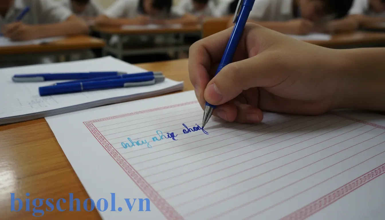 Lỗi sử dụng hai màu mực khác nhau trong bài thi tuyển sinh lớp 10.