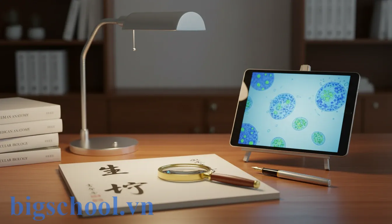Minh họa phân tích từ Hán Việt sinh thiết trong bối cảnh học thuật và giáo dục y khoa.