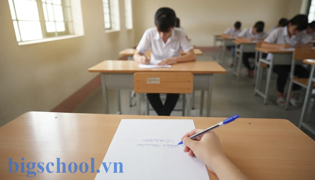 Mô phỏng bài thi bị trừ điểm do vi phạm quy chế đánh dấu bài thi tại Việt Nam.