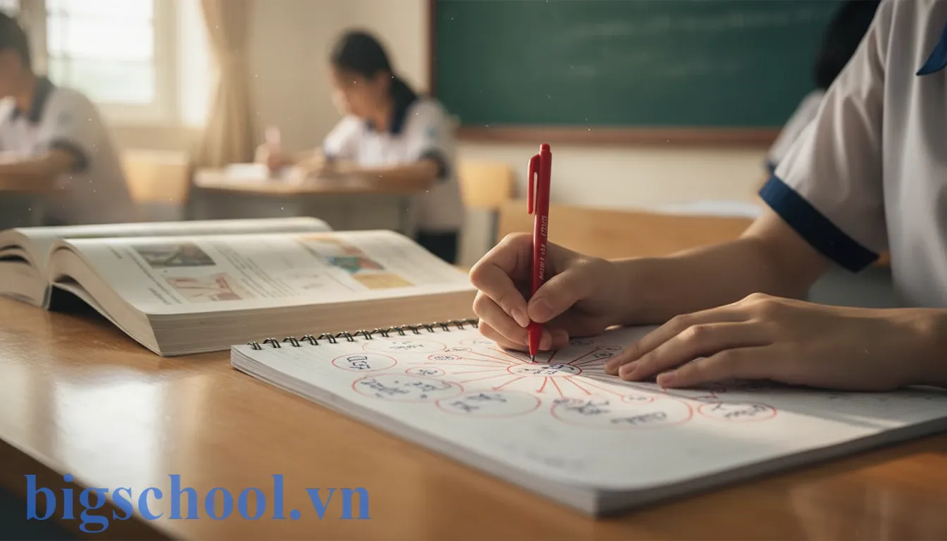 Nữ sinh thực hiện bước kiểm chứng và lấp đầy lỗ hổng kiến thức sau khi tự ôn tập.