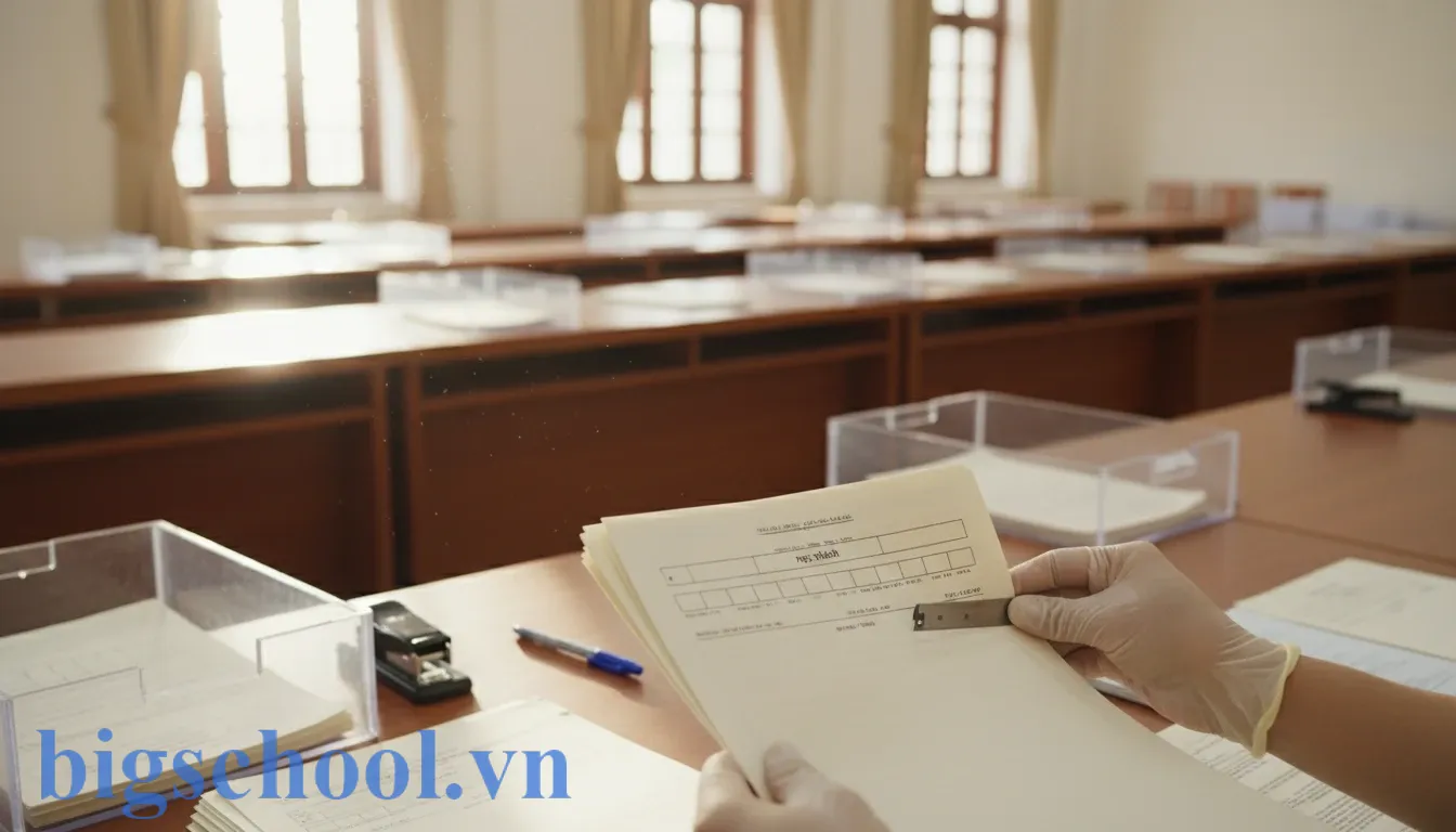 Quy trình rọc phách bài thi tốt nghiệp THPT tại Việt Nam để đảm bảo bảo mật.