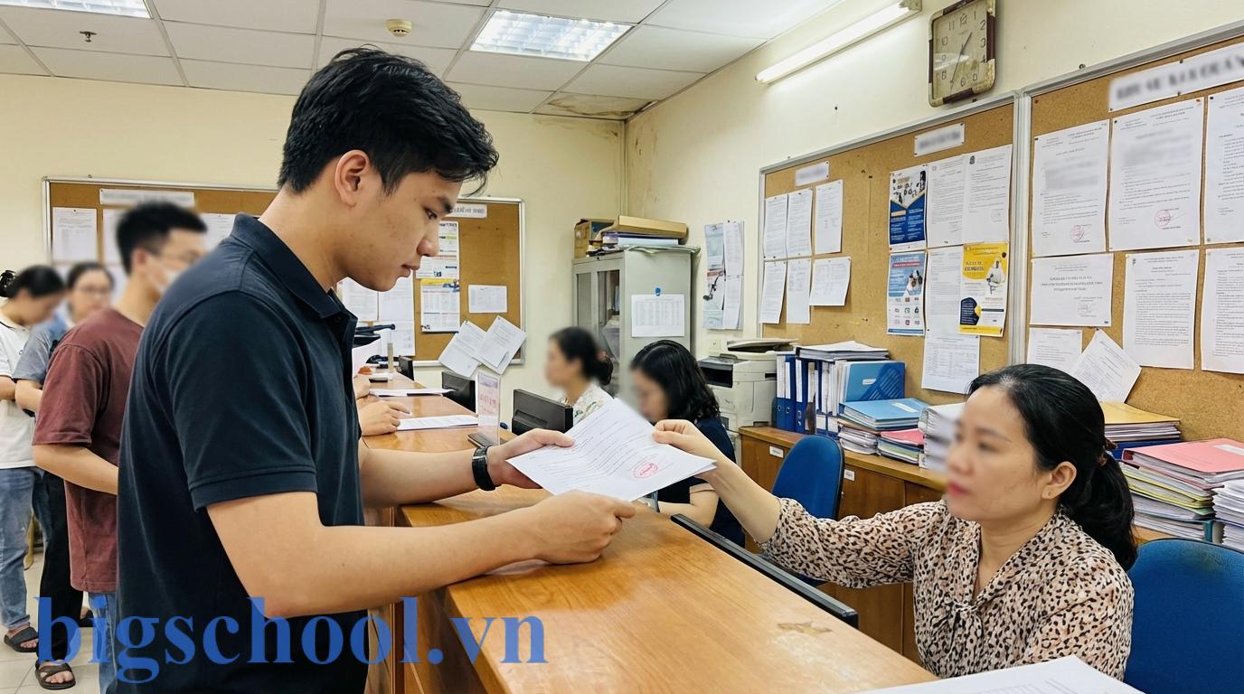 Nợ môn có được tạm hoãn nghĩa vụ quân sự không? Luật 2026 quy định rõ 3 Sinh viên nhận giấy xác nhận học tập tại phòng công tác sinh viên của trường đại học.