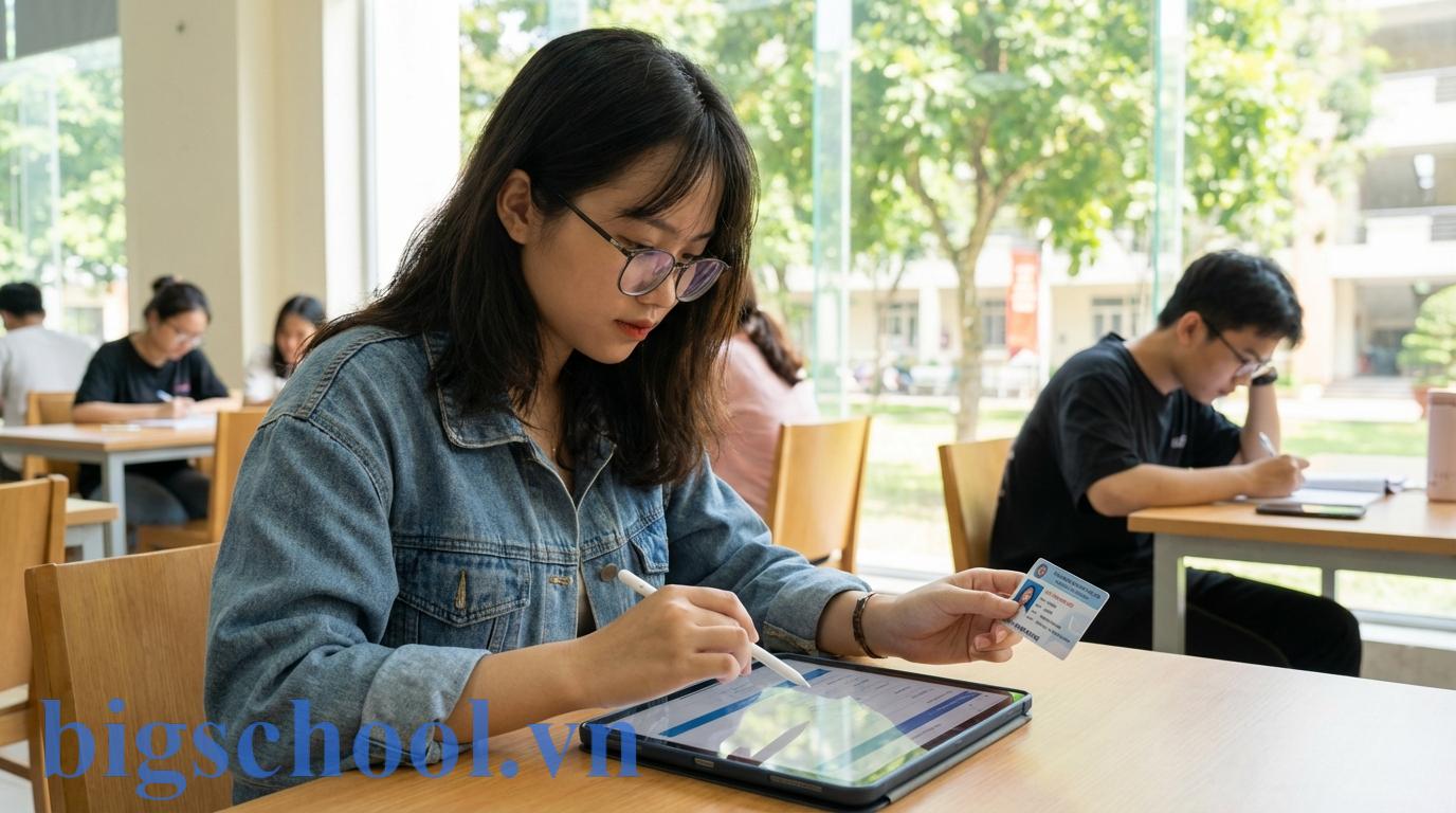 Sinh viên sử dụng mã số sinh viên để đăng ký học phần trên máy tính.