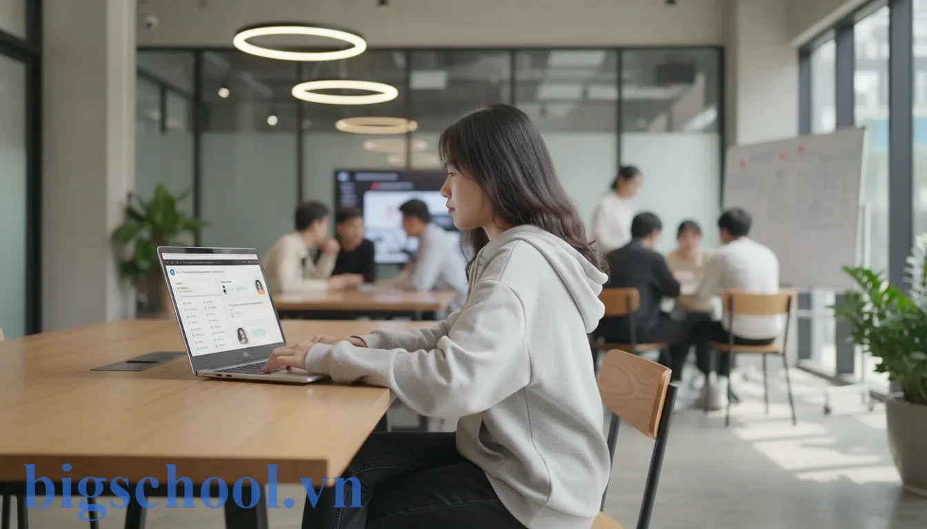 Phương pháp học đại học hiệu quả: Lộ trình "thoát kiếp" học vẹt cho tân sinh viên 3 Sinh viên sử dụng nền tảng giáo dục trực tuyến BigSchool để tự luyện thi và giải đáp thắc mắc.