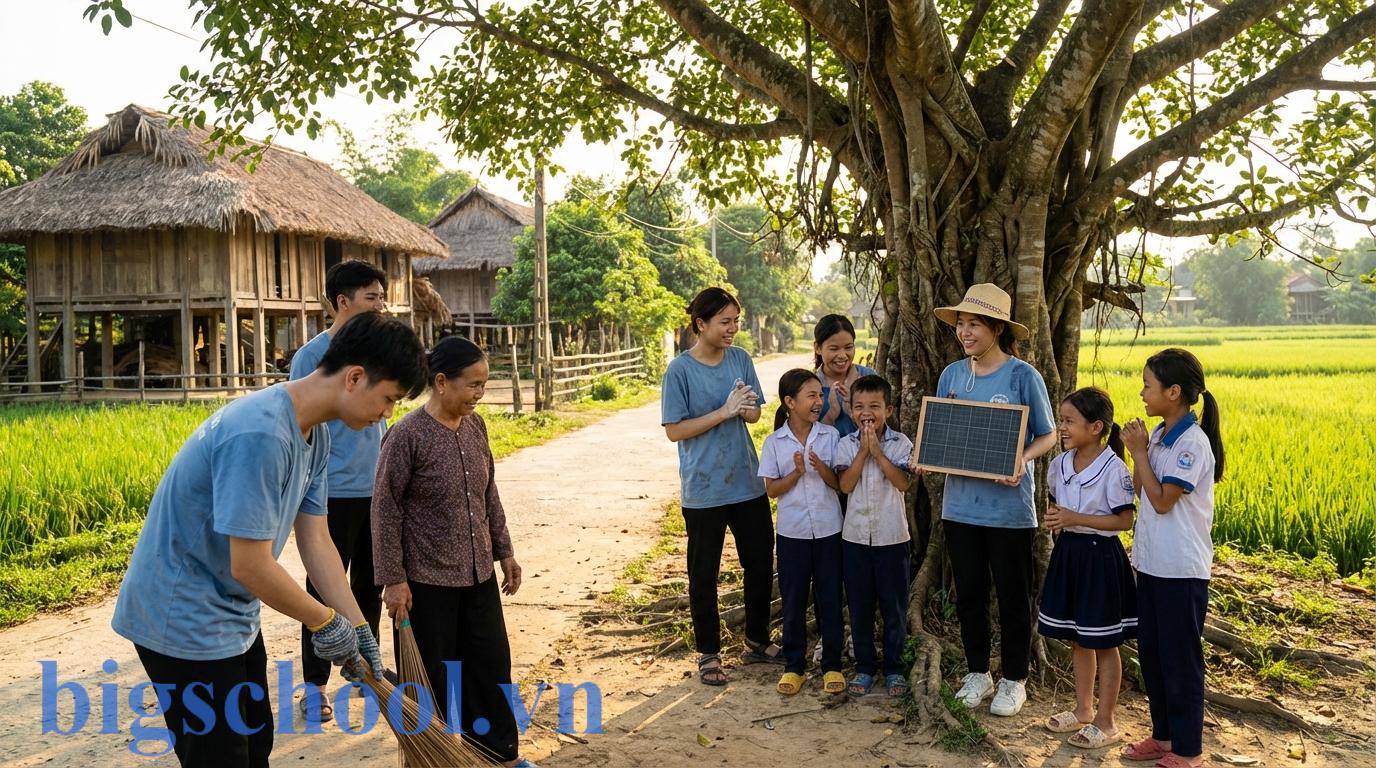 Sinh viên tình nguyện Việt Nam hỗ trợ cộng đồng trong chiến dịch tình nguyện hè.