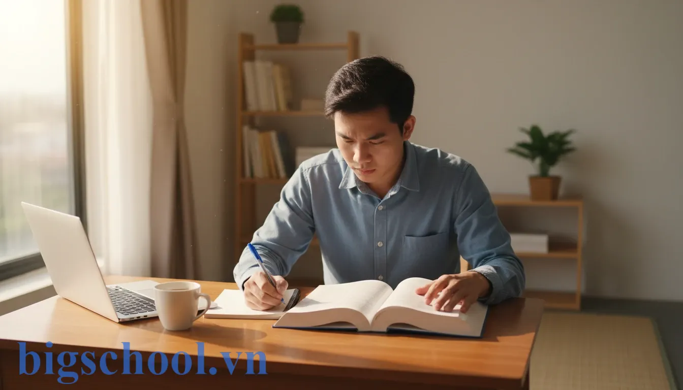 Phương pháp học đại học hiệu quả: Lộ trình "thoát kiếp" học vẹt cho tân sinh viên 1 Sinh viên Việt Nam đang chủ động nghiên cứu giáo trình và ghi chú trước khi bắt đầu buổi học.