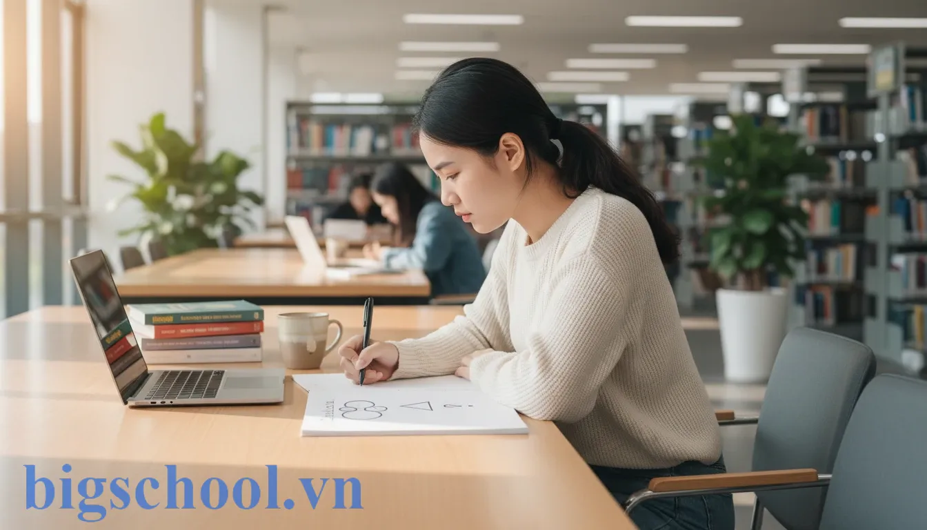 Sinh viên Việt Nam thực hiện tư duy trực quan bằng cách tóm tắt kiến thức vào sổ tay.