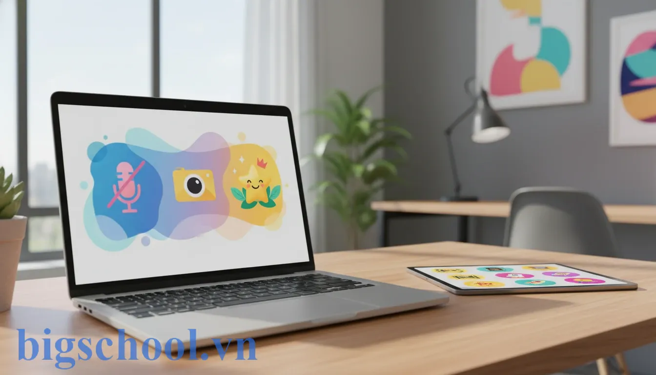 Slide nội quy lớp học online được thiết kế dưới dạng infographic sinh động với nhiều biểu tượng trực quan.